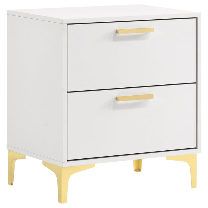 Karena - 2 Drawer Rectangular Nightstand - White Furniture Max