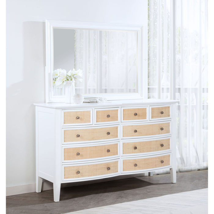 Talia - 10 Drawer Dresser And Mirror Set - White Furniture Max