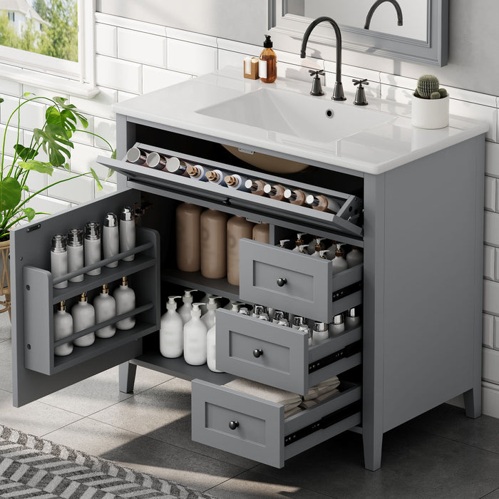 Bathroom Vanity With Sink, Cabinet With 3 Drawers And Adjustable Shelf Hearth and Haven