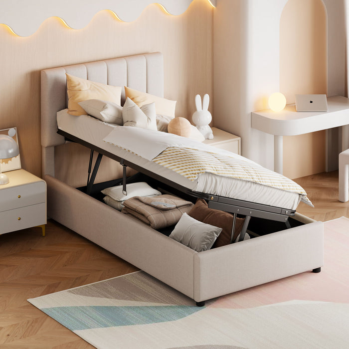 Upholstered Platform Bed With A Hydraulic Storage System