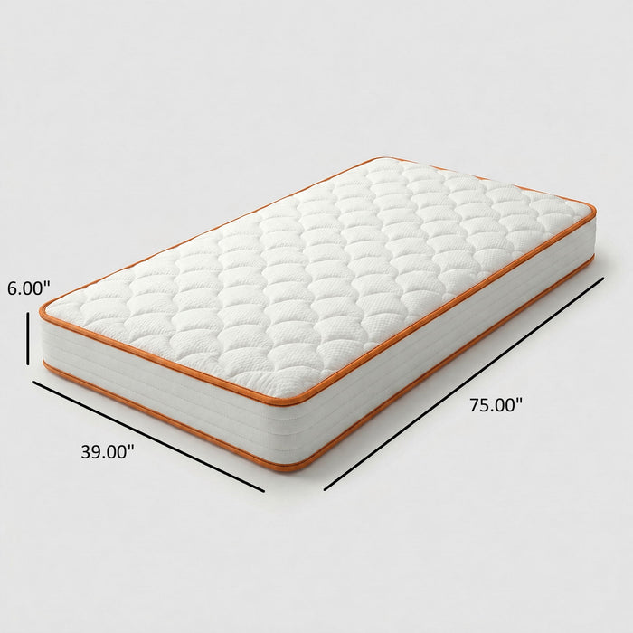 6" Medium Feel Comfort Foam Mattress With Textured Quilted Cover - White - Twin Daily Nest