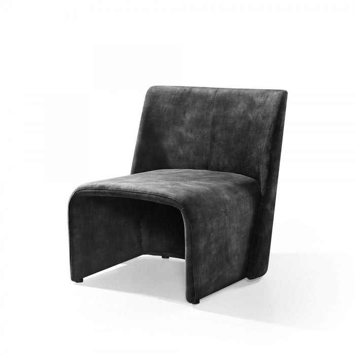 Velvet Solid Color Side Chair 28" - Dark Gray