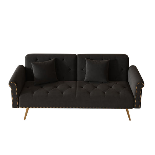 Luxurious Sofa Bed With Nail Head Trim And Matching Pillow Home Essentials