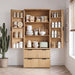 Fluted Kitchen Pantry Cabinet With 2 Large Drawers & 8 Door Spice Rack Freestanding Storage Organizer - Oak Home Essentials