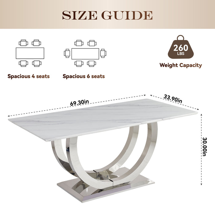 Rectangular Dining Table - Silver / White Home Essentials