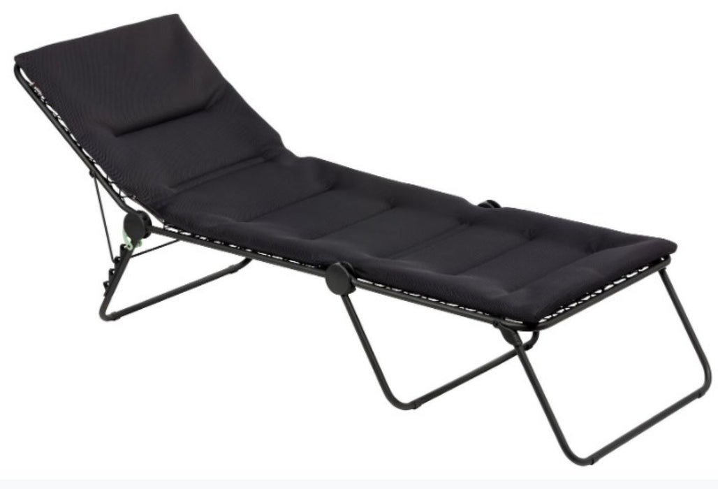 Steel Outdoor Chaise Lounge With Black Cushion - Black