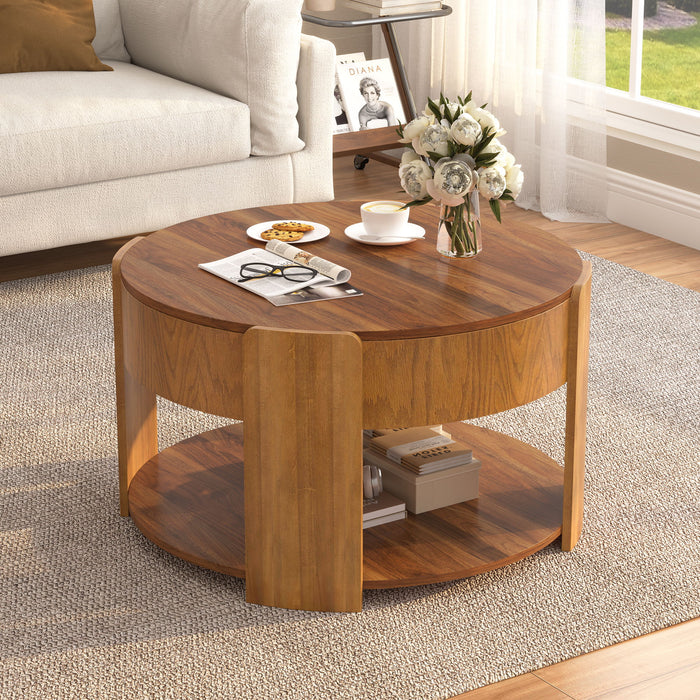 Round Lift Top Coffee Table With Hidden Storage Hearth and Haven