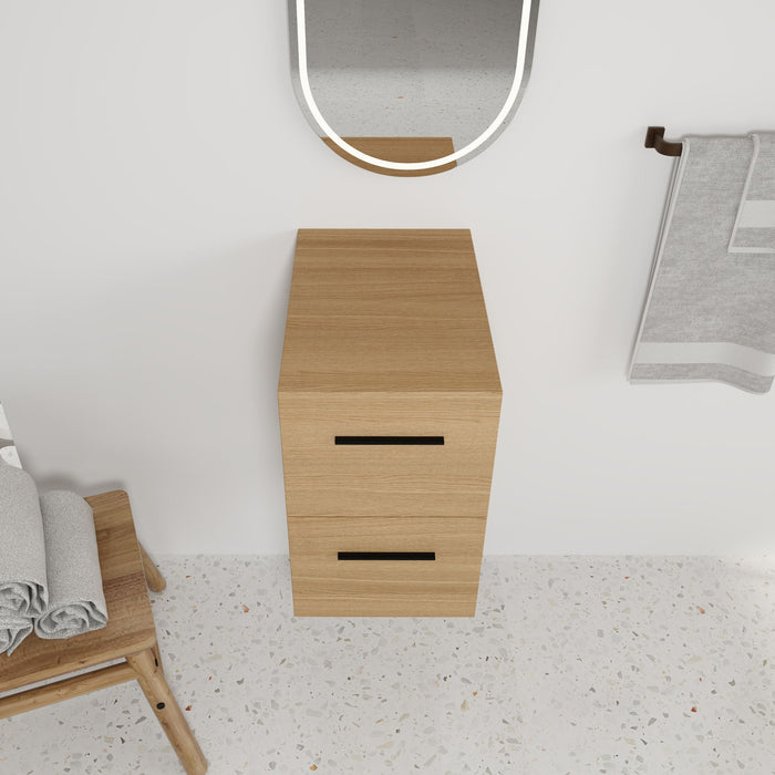 Floating Bathroom Vanity Drawer Base, Wall Mounted Storage With 2 Drawers - Light Oak Home Essentials