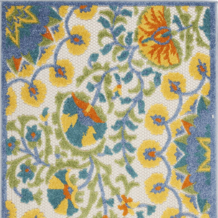 3' X 4' Toile Non Skid Indoor / Outdoor Area Rug - Yellow / Teal