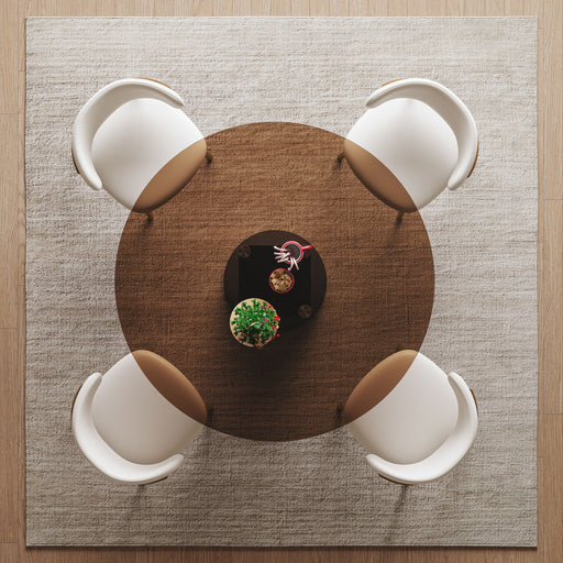 Round Dining Table - Black / Brown - Tempered Glass Home Essentials