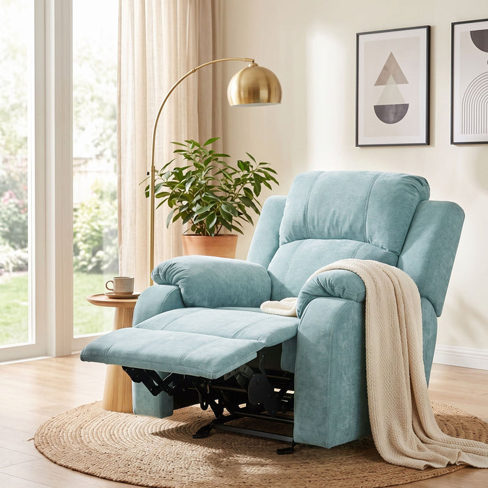 Upholstered Manual Recliner Chair With 3 Adjustable Backrest Positions Noble House