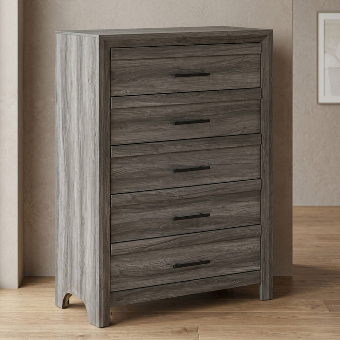 Denver - 5 Drawer Chest - Gray Matrix Furniture Group