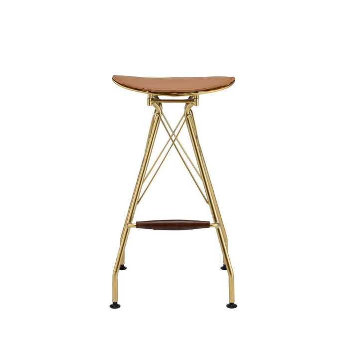 Dragea - Bar Stool Set of 2) - Whiskey Synthetic Leather & Gold