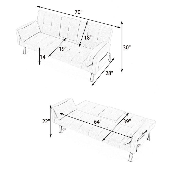 Sofa Bed With Foldable Design And Cup Holder - Green Home Essentials