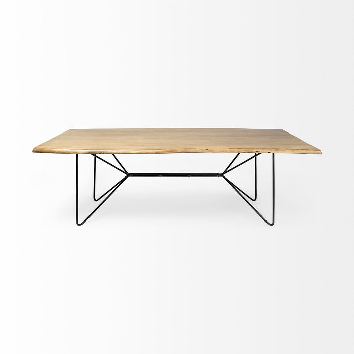 Solid Wood And Metal Dining Table - Brown / Black