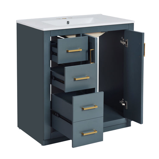 Ceramic Sink Combo, Freestanding Vanity Set With 3 Drawers & Soft Closing Doors Hearth and Haven