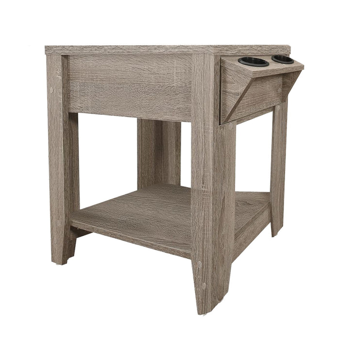 Wood End Table With Shelf - Taupe