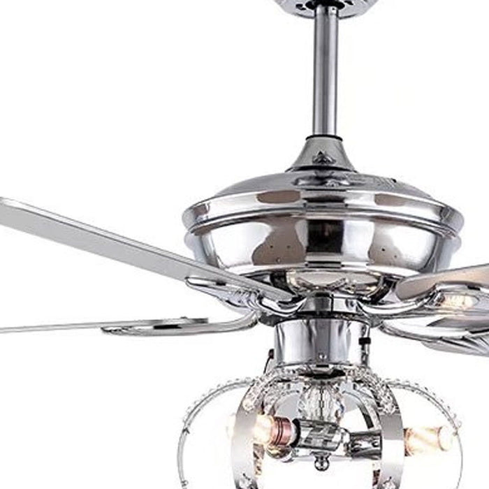 Modern Metal Chandelier Ceiling Fan - Silver