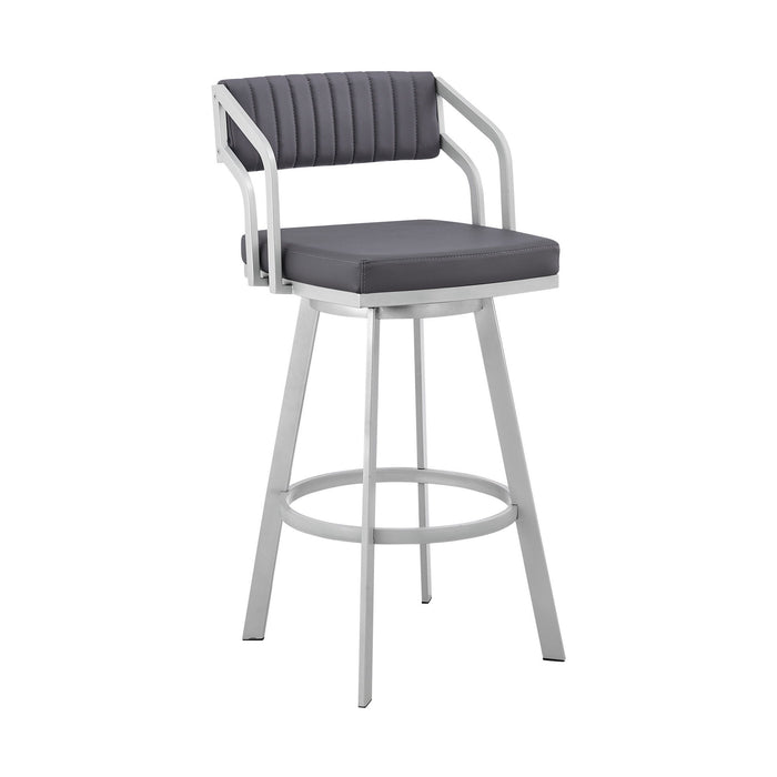 Swivel Low Back Bar Height Bar Chair - Slate Gray / Silver