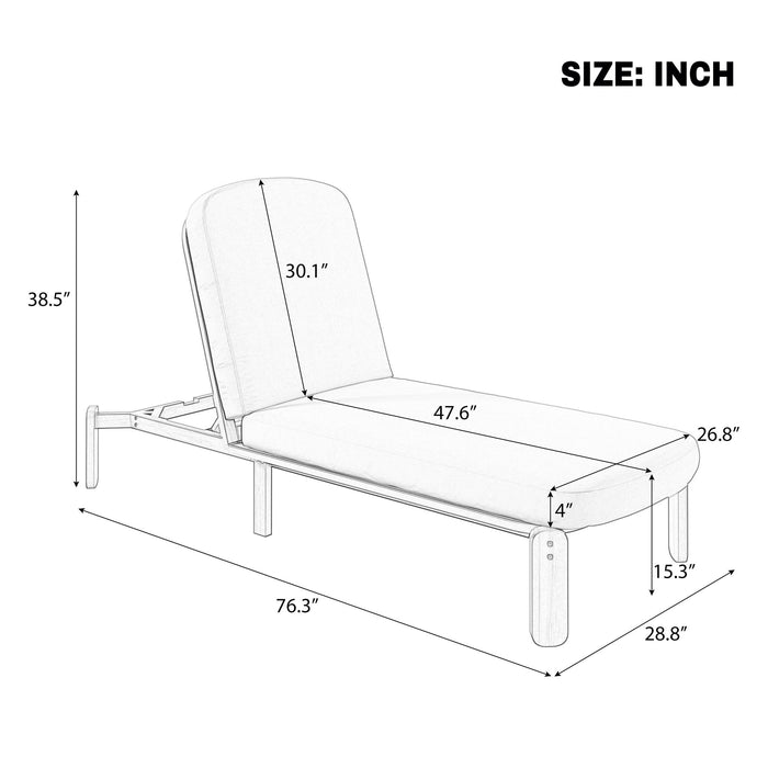 Outdoor Chaise Lounge With Adjustable Backrest Hearth and Haven