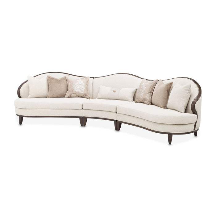 Camellia Field - 3-Piece Chenille Sofa - Beige / Dark Brown