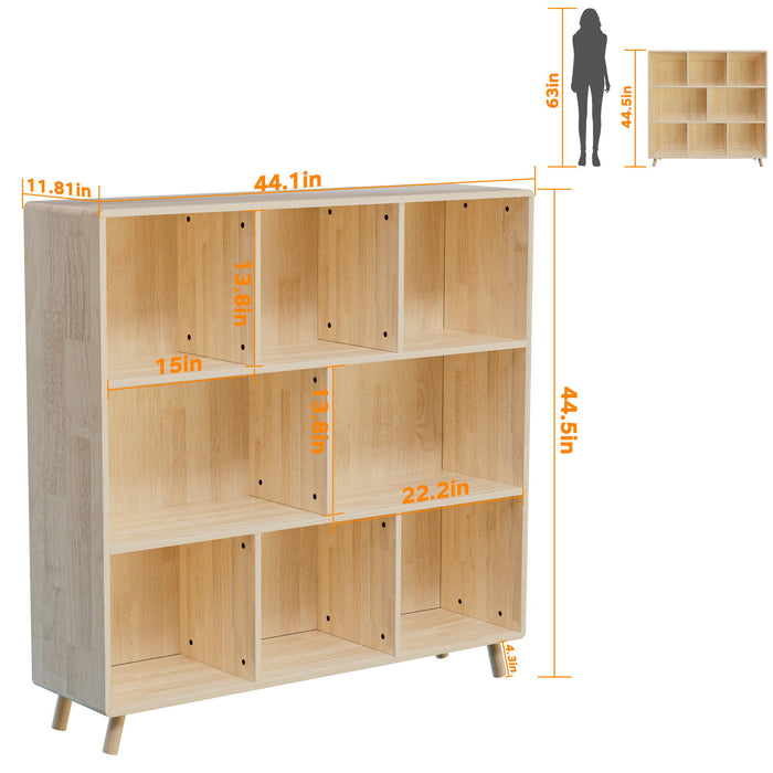 8 Compartment Storage Cabinet With Fixed Shelves For Books - Wood Home Essentials