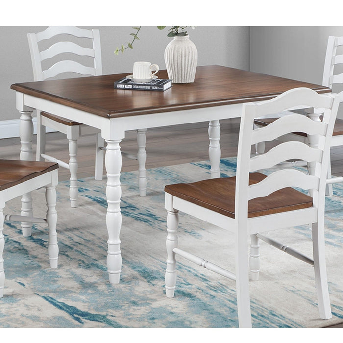 5 Piece Dining Set With Table And Ladder Back Chairs - Oak / White Home Essentials