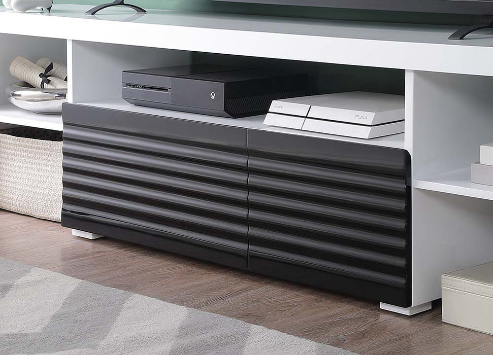 Buck II - TV Stand - White & Black High Gloss ACME