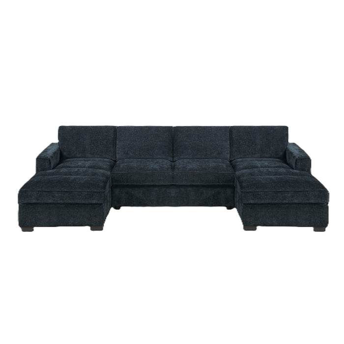 U - Sectional Sofa Upholstered LAF / RAF Chaise With Armless Loveseat And Chairs - Black Home Essentials