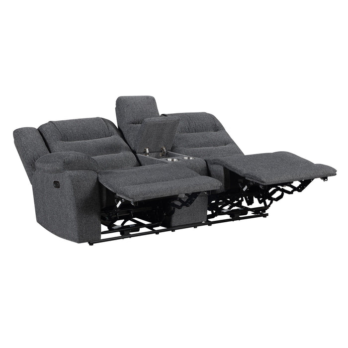 Redondo - Laf Console Loveseat With 2 Recliners Power - Dark Gray