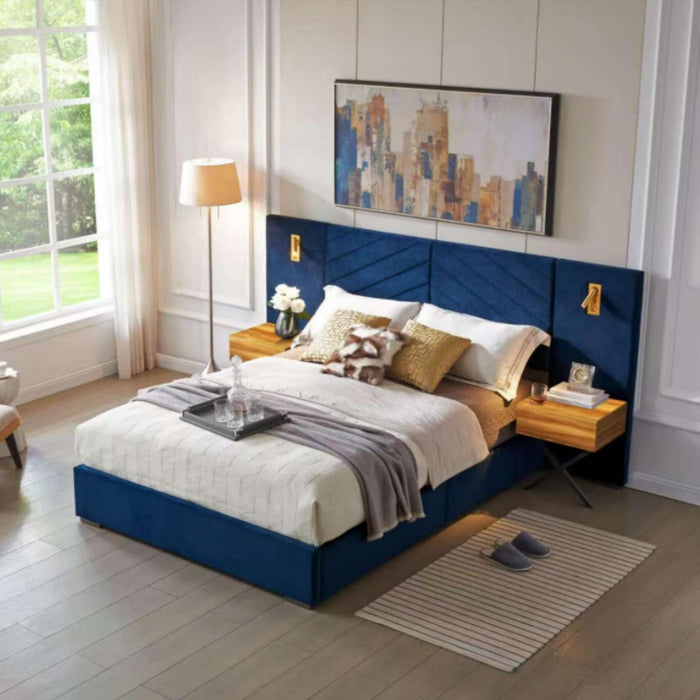 Upholstered Bed Frame With Vertical Channel Tufted Wingback Headboard Home Essentials