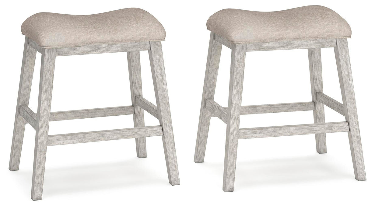 Skempton - Upholstered Stool (Set of 2) - White Signature Design by Ashley®
