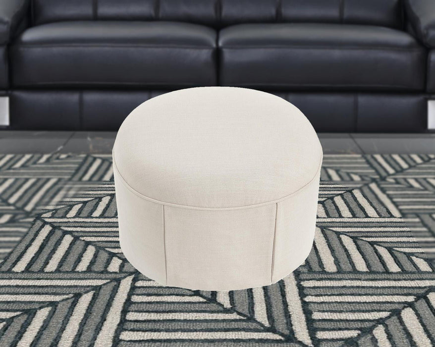 Linen Oval Ottoman - Beige