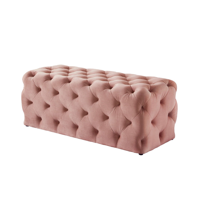 Upholstered Velvet Bench - Blush / Black