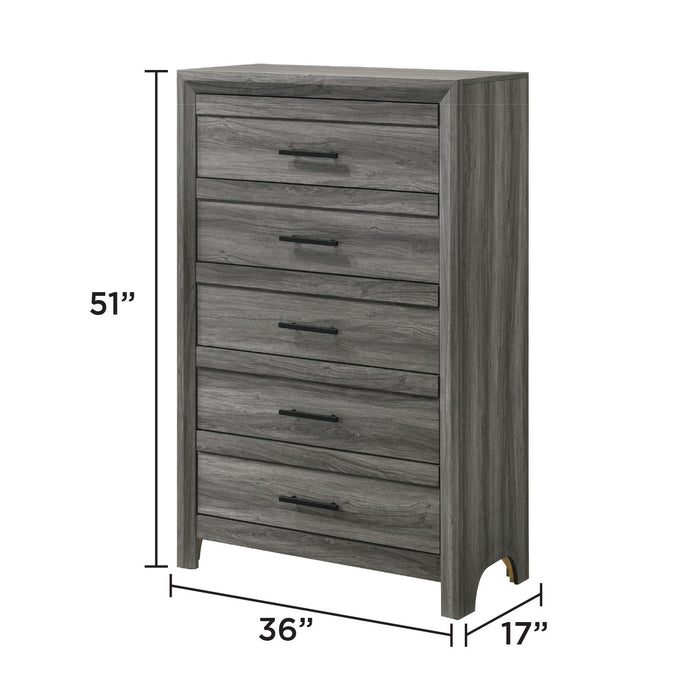 Denver - 5 Drawer Chest - Gray Matrix Furniture Group