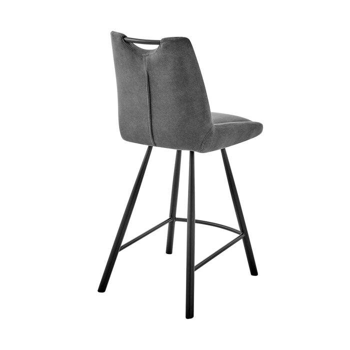 38" Iron Counter Height Bar Chair - Charcoal / Black