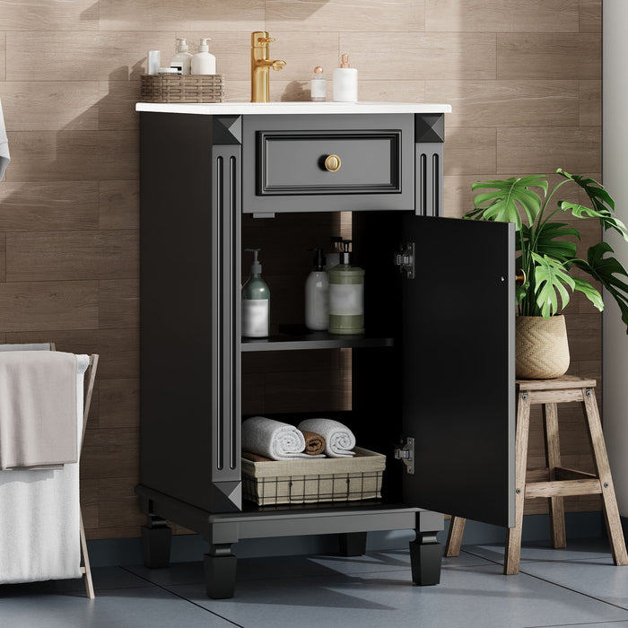 Bathroom Vanity With Sink, Soft-Closing Door, Adjustable Shelf Hearth and Haven