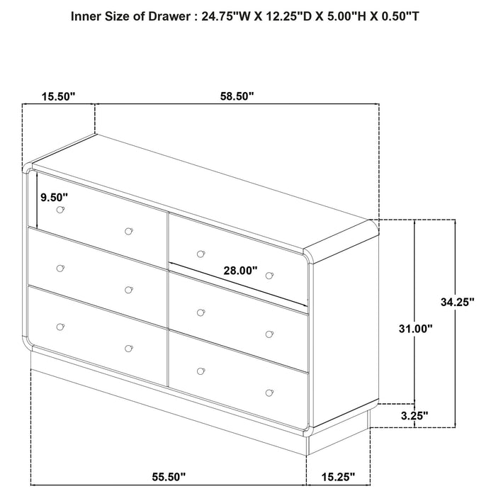 Burton - 6 Drawer Dresser Cabinet - Black Furniture Max