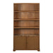 Tall Bookcase Storage Cabinet With 3 Open Shelves & Fluted Double Doors Noble House