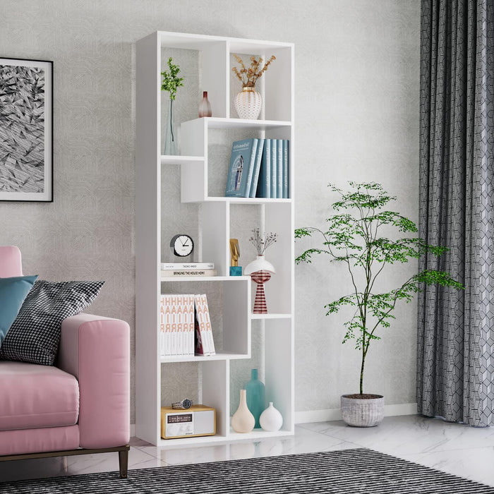 Asymmetrical Display Shelf & Bookcase, 5 Tier Home Essentials