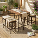 Outdoor Acacia Wood Bar Height Table And Eight Stools With Cushions Hearth and Haven