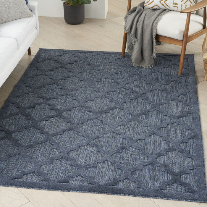 6' X 9' Geometric Flatweave Area Rug - Navy Blue