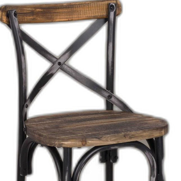 Reclaimed Wooden Bar Chair - Antique Black