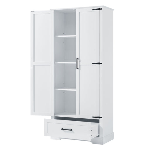 Tall Bathroom Storage Cabinet With 2 Doors And 2 Drawer, Adjustable Shelf - White Hearth and Haven