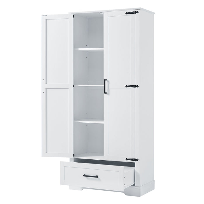 Tall Bathroom Storage Cabinet With 2 Doors And 2 Drawer, Adjustable Shelf - White Hearth and Haven