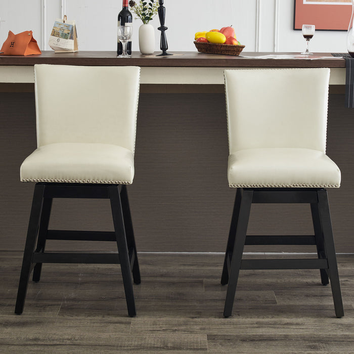 Upholstered Swivel Bar Stools High Back (Set of 2) - Cream White Home Essentials