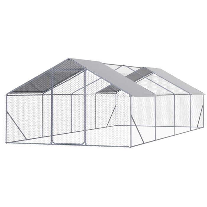 Outdoor Chicken Coop Large Space With Safety Features - Silver Gray Daily Nest