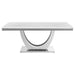 Allessandra - Rectangular U-Shaped Base Dining Table - White / Silver Furniture Max