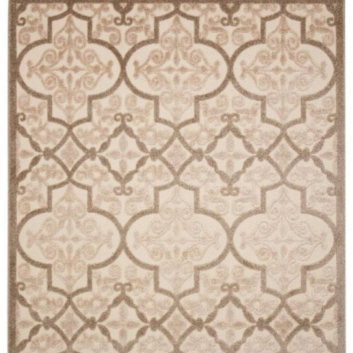 10' X 13' Ikat Non Skid Indoor / Outdoor Area Rug - Cream