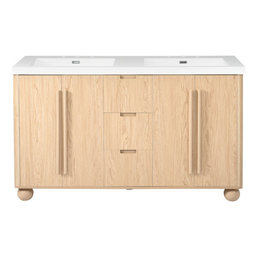 Double Sink Bathroom Vanity With Sinks, Soft Close Doors & 3 Drawers - Wood Noble House